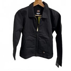 Kids Dickies Black Work Jacket with Zip Front